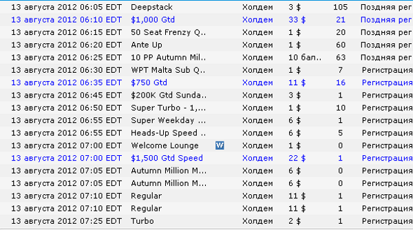 WPT Poker Турниры